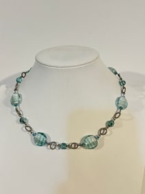 Vintage Alexis murano blue glass Necklace Sz 16"