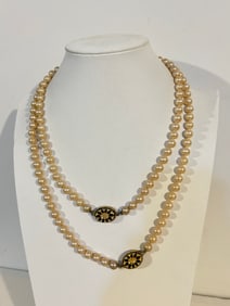 Vintage 1900s heavy beaded pearl Necklace Sz 40"