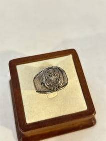WWII US Army Bald Eagle Crest Military Signet Vintage Officer Ring sz 8