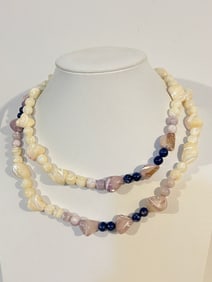 Vintage mother of pearl beaded Necklace Sz 36"