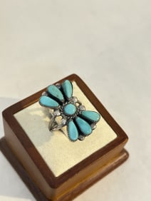 Vintage sterling silver navajo hopi Turquoise Ring sz 8