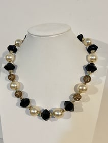 Vintage filigree lg beaded Necklace Sz 20"