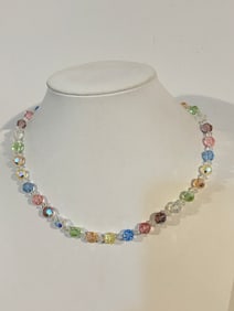 Vintage  beaded crystal Necklace Sz 17"