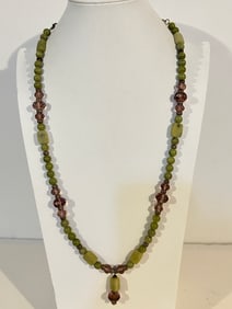 Vintage  beaded Tourmaline Necklace Sz 26"