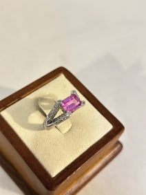 Vintage Sterling Silver test Ruby Ring sz 8