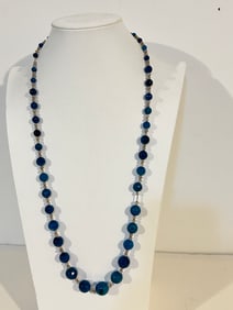 Vintage 14K Onyx beaded 30" Necklace