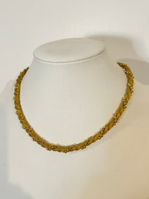 Vintage gold tone mesh  Necklace Sz 14"
