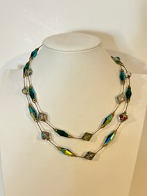 Vintage Vendom beaded crystal Necklace Sz 14"