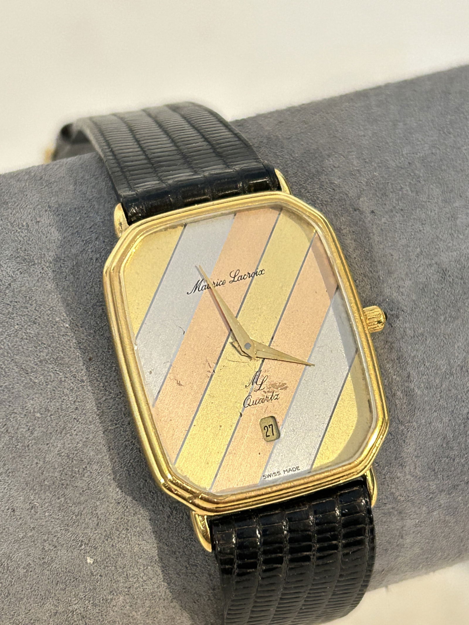 MAURICE LACROIX 18K Gold Electroplated quartz Swiss Square Wristwatch - Rare works great!!!! (1 of 7)
