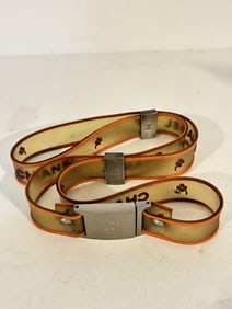 CHANEL CC Logo Clear Rubber Silver Tone belt
