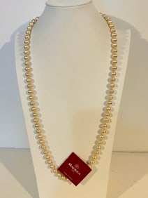 Vtg Majorica Simulated Pearl Necklace W/ 925 Silver Clasp Spain Sz 27"
