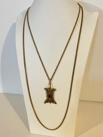 Vintage Goldette NY Gold Tone Long Dangling Charm Necklace Sz 22"