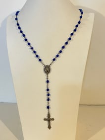 Vintage Catholic Rosary Blue Sz 26"