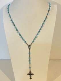 Vintage Catholic Rosary Blue Sz 26"