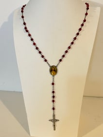 Vintage Catholic Rosary red Sz 26"