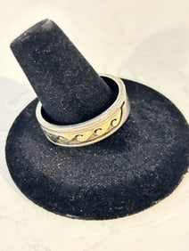 Vintage Navajo P. Skeets Sterling Silver & 14K Gold Ring sz 12
