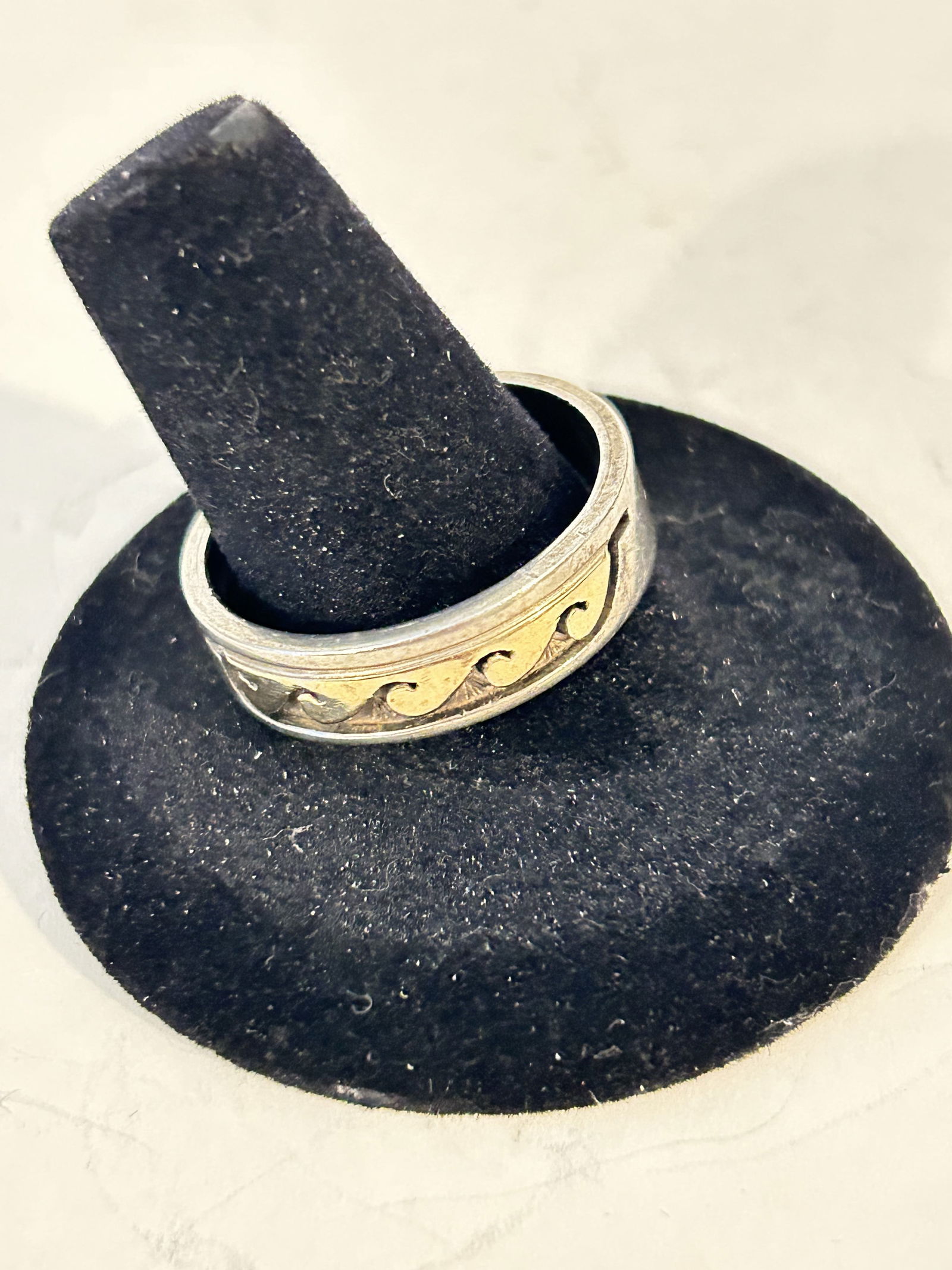 Vintage Navajo P. Skeets Sterling Silver & 14K Gold Ring sz 12 (1 of 5)