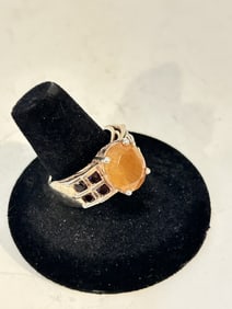 Vintage Sterling Silver gemstone Ring sz 9