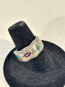 vintage sterling silver navajo turquoise ring sz 8