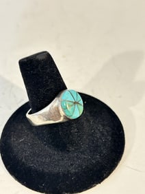 Vintage Navajo Sterling Silver Turquoise gemstone Ring sz 8.5