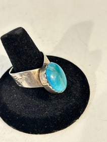 Vintage Navajo Sterling Silver and Turquoise Ring sz 10