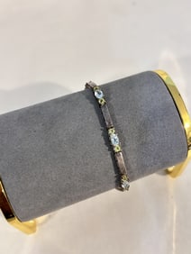 Vintage Sterling Silver tested topaz Bracelet 7 1/2" signed J