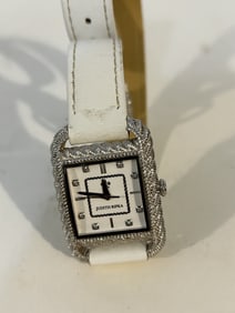 Judith Ripka Sterling Silver Women's Quarts Wristwatch leather long band