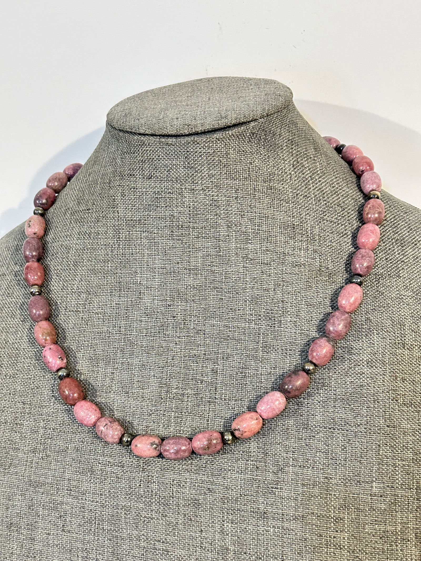 American West Carolyn Pollack sterling silver Rhodonite Beaded Statement Necklace 20" (1 of 5)