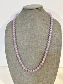Vintage Sterling Silver Amethyst beaded Necklace 29"