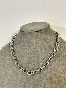 Judith Ripka Sterling Silver HEAVY Textured Rolo Cable Necklace 103 grams 18"