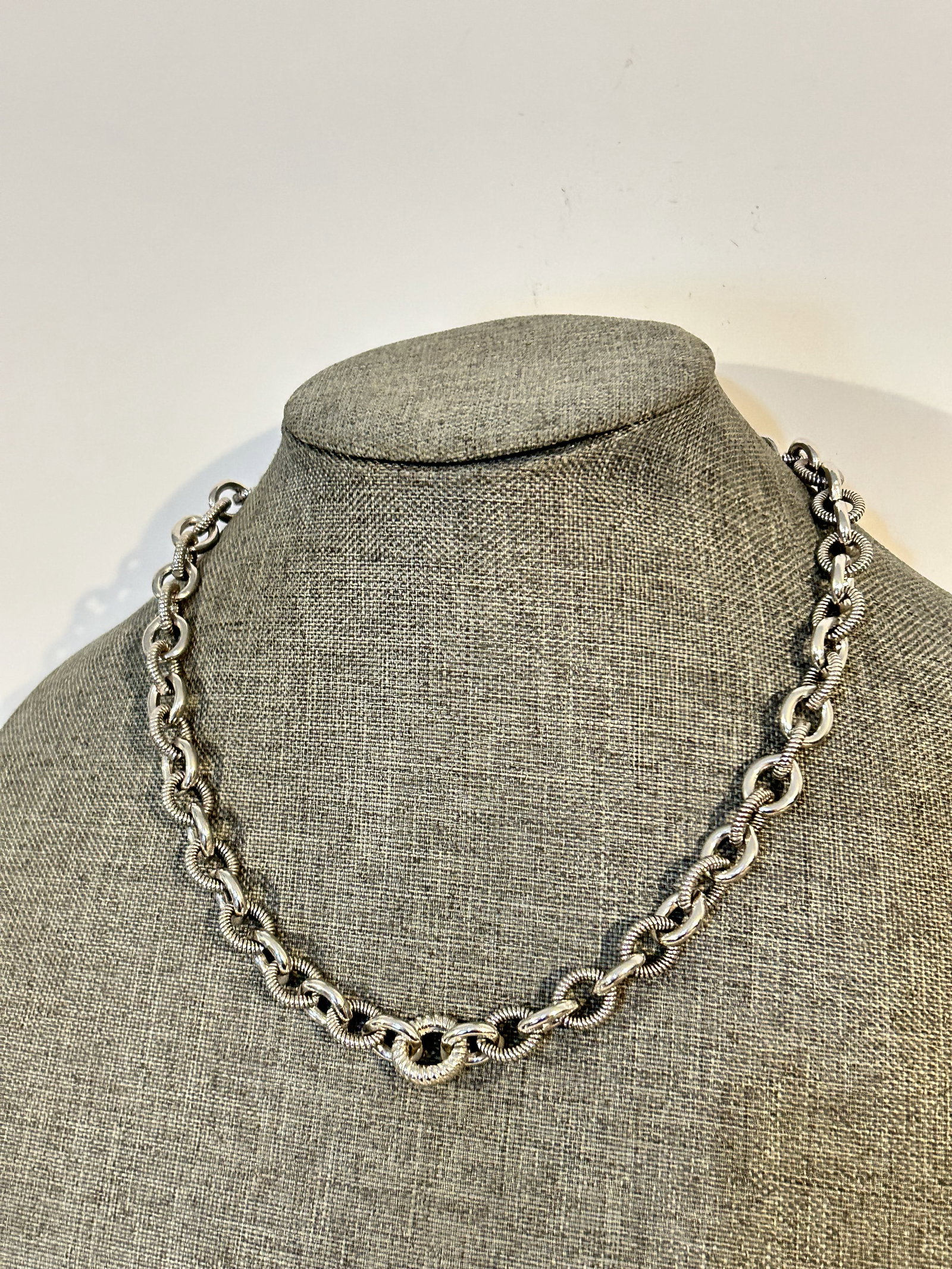 Judith Ripka Sterling Silver HEAVY Textured Rolo Cable Necklace 103 grams 18" (1 of 5)