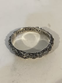 Sarda Bali Handcrafted Sterling Roses Bracelet Sz 7.75 Fits up to 8?? filigree hinged