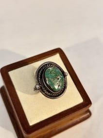 Vintage Navajo Sterling Silver Natural Turquoise Ring sz 6