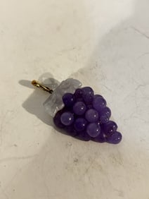 Vintage Sterling Silver jade Amethyst 14K Grape Pendant