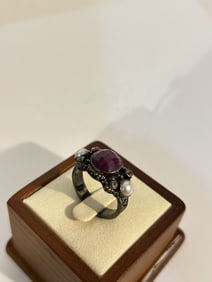 Vintage sterling Silver Spinel Ring sz 10