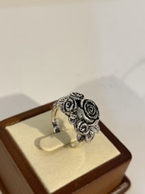 Vintage Sarda Bali Artisan Sterling silver Floral Design Ring sz 10