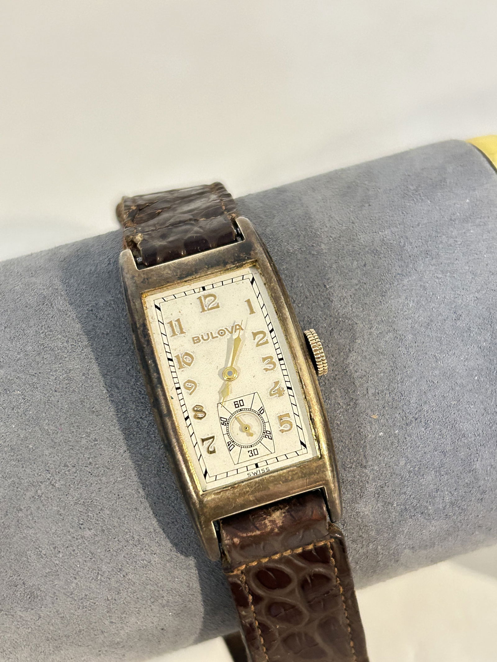 Bulova "Curvex" Gold Filled 10k, Rectangular Curved Watch 1930s Art Deco works great!!! Missing (1 of 5)