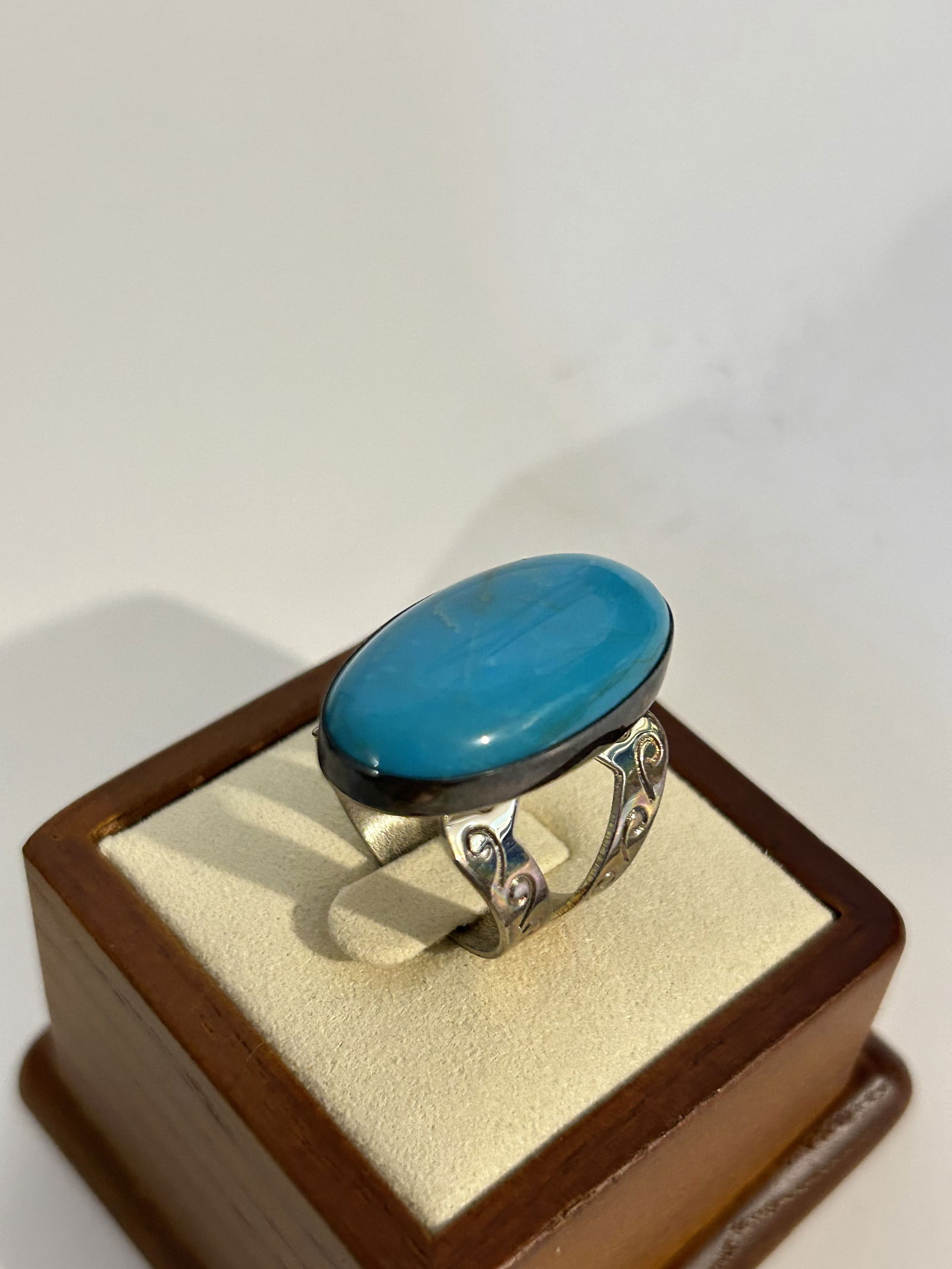 VTG Jay King DTR 925 Large Oval Turquoise Sterling Silver Ring sz 9 (1 of 5)