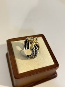 Vintage sterling Silver 14k gold Ring sz 8 marked with capital M