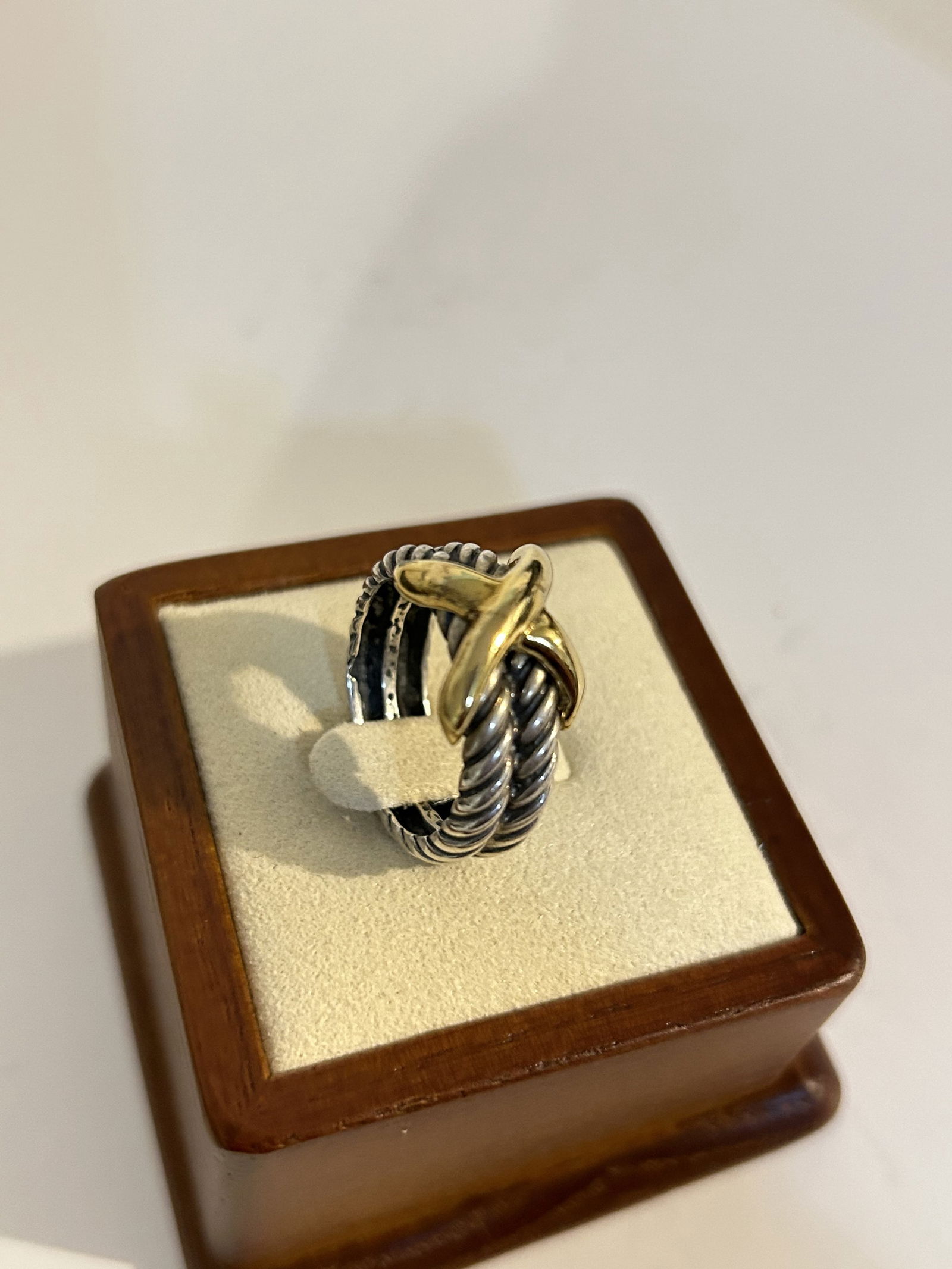 Vintage sterling Silver 14k gold Ring sz 8 marked with capital M (1 of 5)