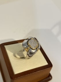 Vintage sterling Silver & 18K Gold Ring sz 8