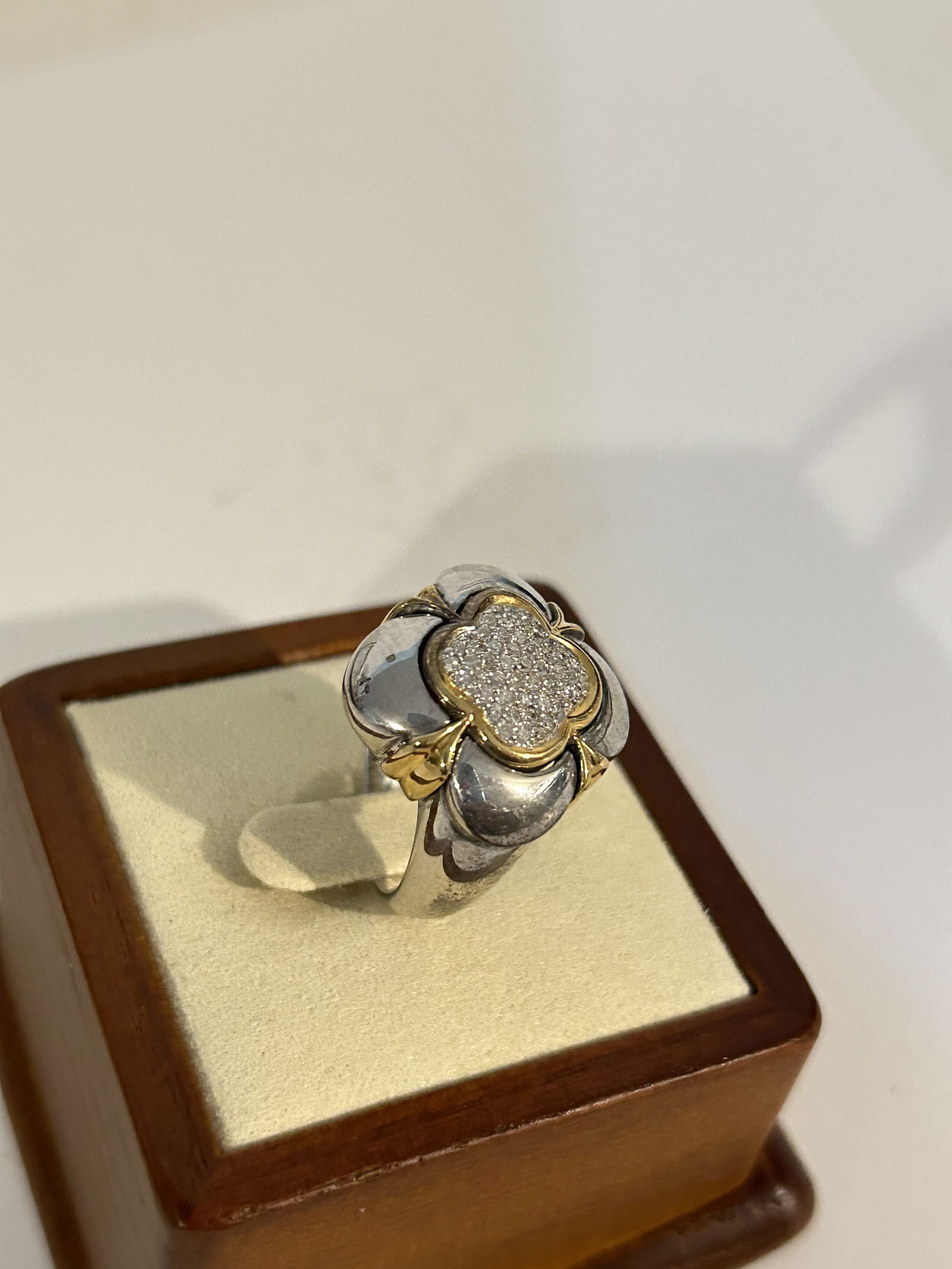 Vintage sterling Silver & 18K Gold Ring sz 8 (1 of 5)