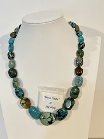 Kingman Turquoise Necklace Designed By Jay King. Sterling Silver DTR 925 Stamp 20"