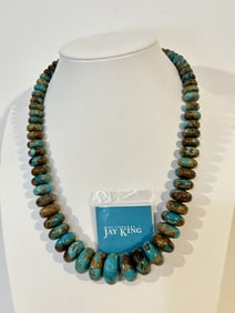 Jay King Mine Finds DTR Sterling Silver Turquoise Graduated Beaded Necklace 21"
