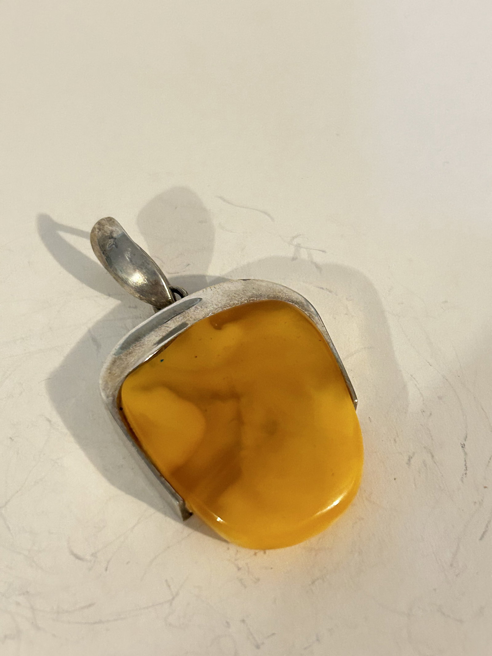 Vintage Sterling Silver amber Pendant 2 14" (1 of 5)