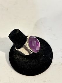 JAY KING Modernist Amethyst Turquoise Stone Ring sz 9