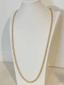 Judith Ripka 14k Gold Clad Sterling Silver Textured Rolo Necklace 35"