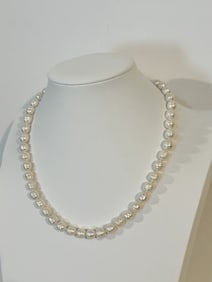 Vintage Sterling Silver honora freshwater pearl Necklace 19"