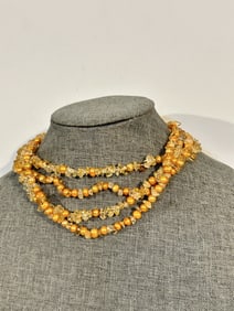 Vintage Sterling Silver gemstone 4 strand bead Necklace 14"