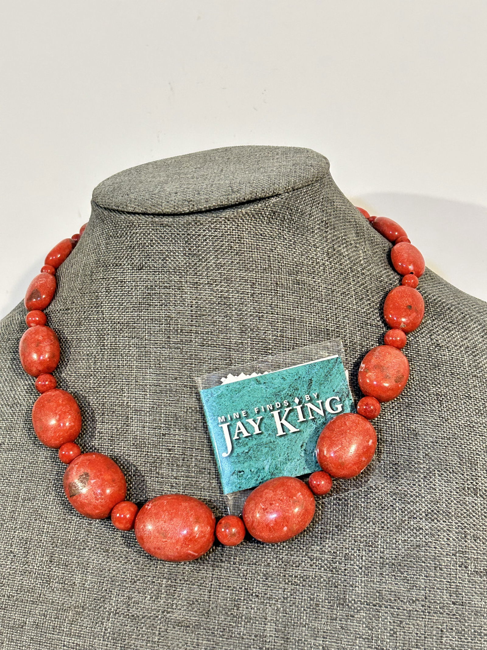 DTR Jay King Sterling Silver 925 Red Coral Statement Necklace 16" (1 of 4)